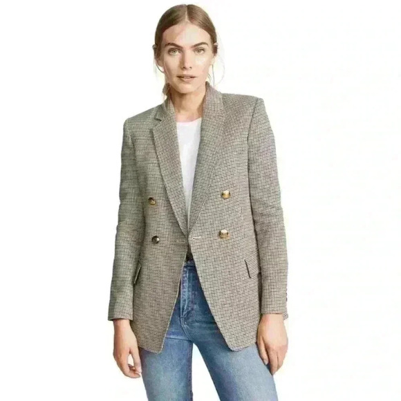 A.L.C Sedgwick Houndstooth Double Breasted Blazer Size Xtra Large/12 - Picture 2 of 12